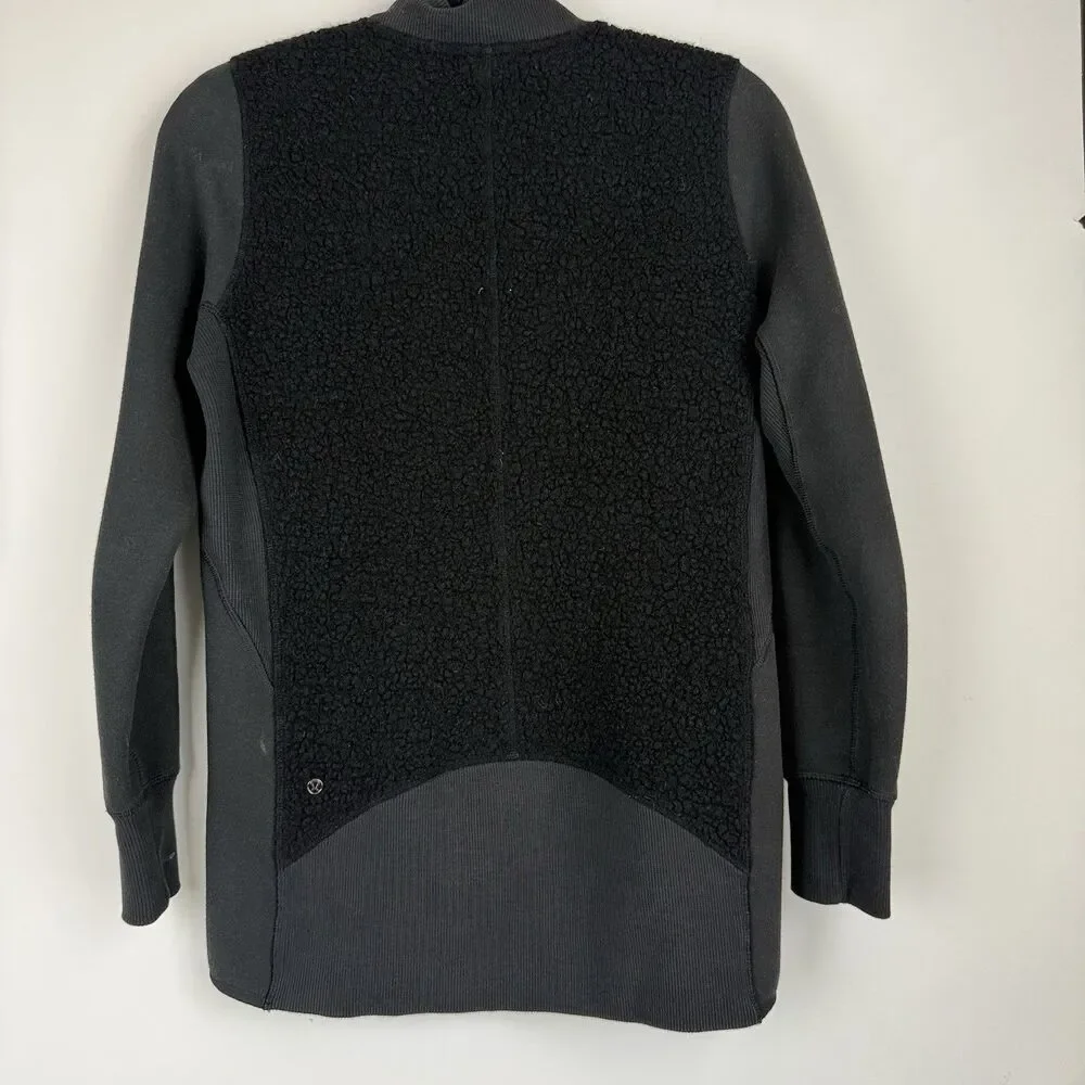 Lululemon Stand Out Sherpa Fleece Jacket Black Full Zip Women’s 4